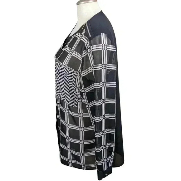 Joseph Ribkoff Button Up Blouse Womens Size 16 Sheer Blouse Zippers Long Sleeve - Picture 5 of 9